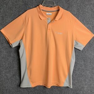 Columbia PFG Short Sleeve Fishing Shirt Vented Men XL Orange Gray Omnishade